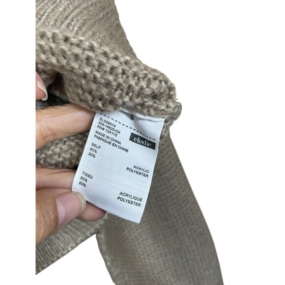 Elodie cropped‎ Chunky Knit sweater, size Small Tan Turtleneck NWT nuetral - Picture 7 of 11